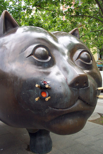 seed pod on a modern sculpture of a star