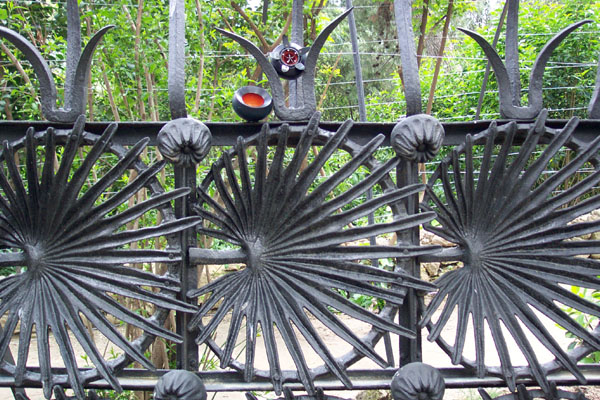 seed pod on a modern sculpture of a star