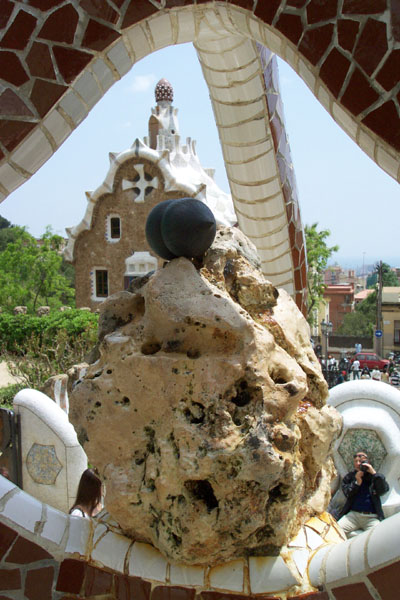 seed pod on a modern sculpture of a star