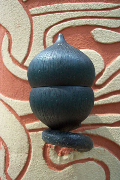 seed pod on a modern sculpture of a star