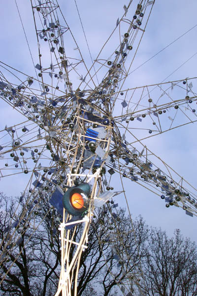 seed pod on a modern sculpture of a star