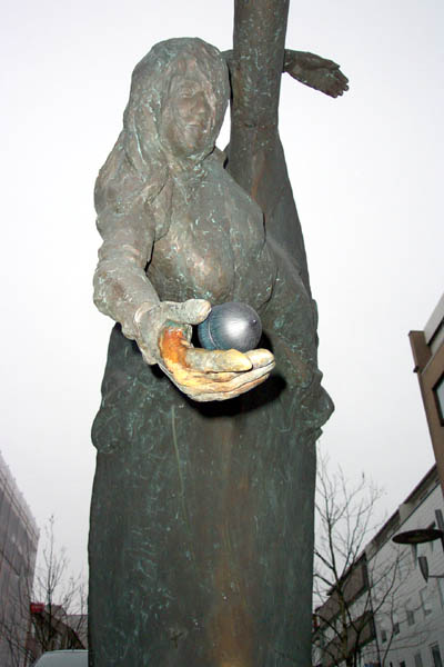 seed pod on a modern sculpture of a star
