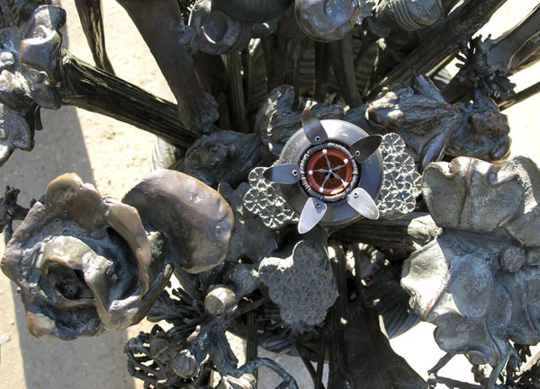 seed pod on a modern sculpture of a star