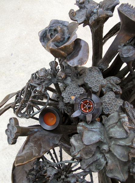 seed pod on a modern sculpture of a star