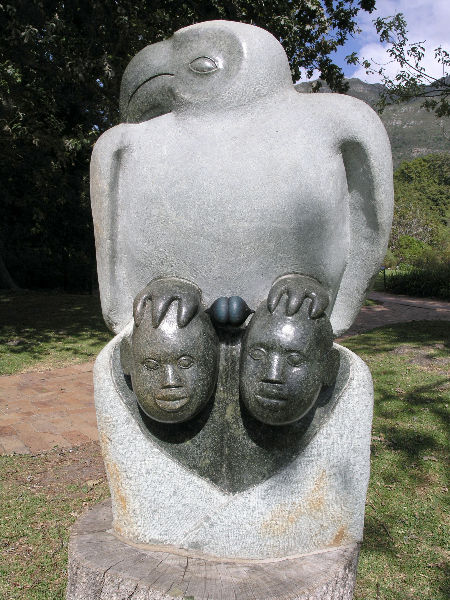 seed pod on a modern sculpture of a star