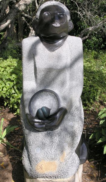 seed pod on a modern sculpture of a star