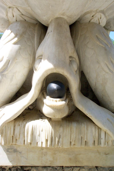 seed pod on a modern sculpture of a star