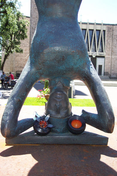 seed pod on a modern sculpture of a star