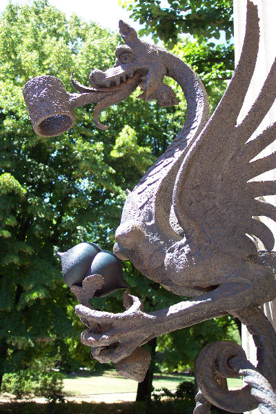 seed pod on a modern sculpture of a star