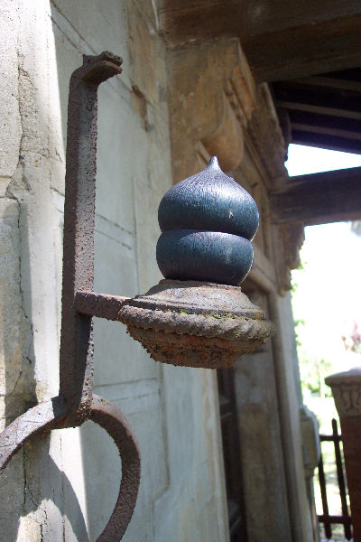 seed pod on a modern sculpture of a star