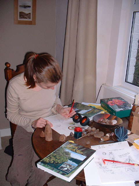Louise sketching a new sculpture