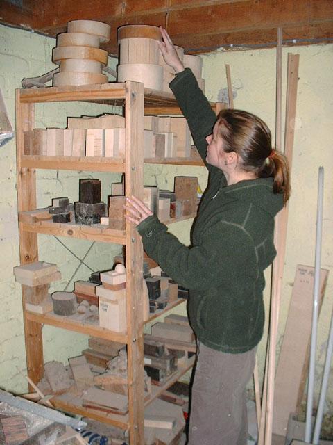 Louise working with wood